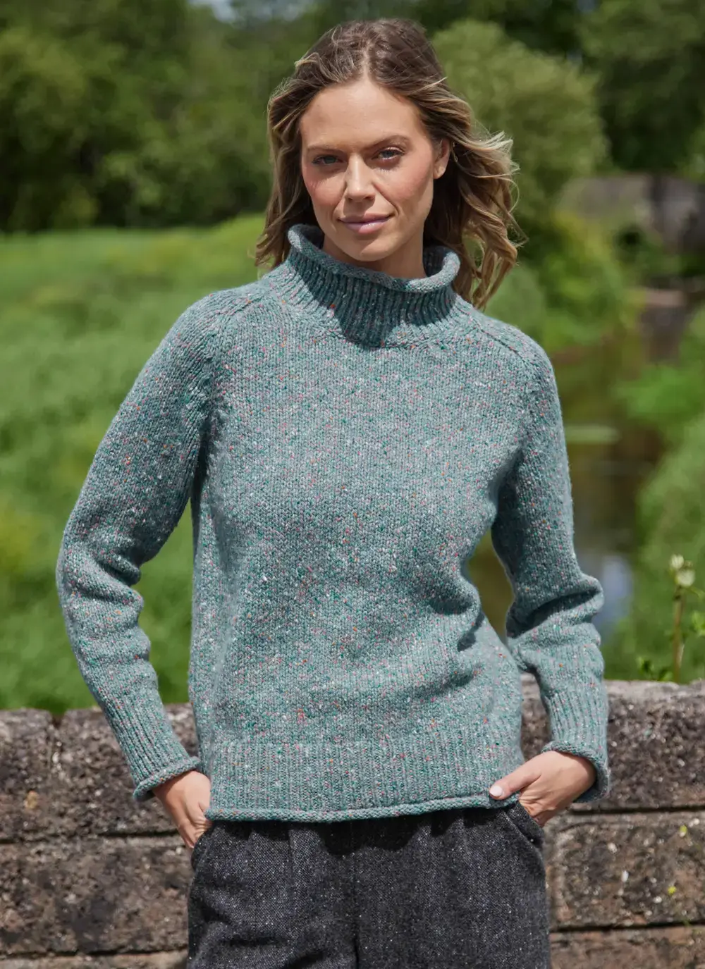 Fisherman Donegal Fleck Saddle Shoulder Sweater
